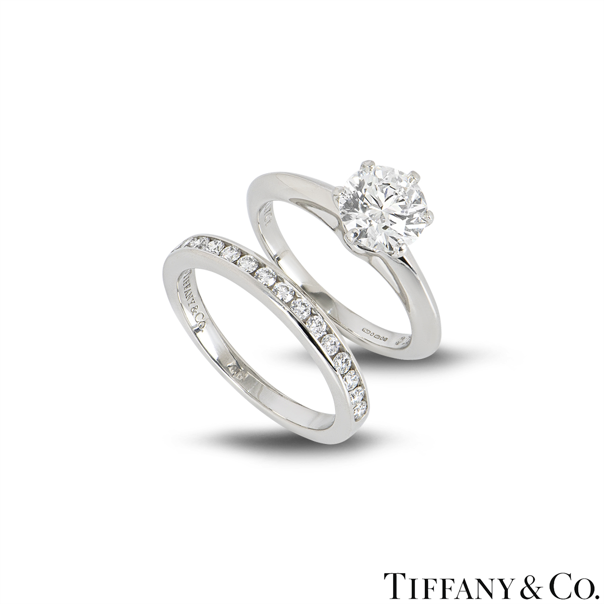 Tiffany & Co. Platinum Diamond Ring 1.17ct G/VVS1 XXX With Diamond Half Eternity Ring